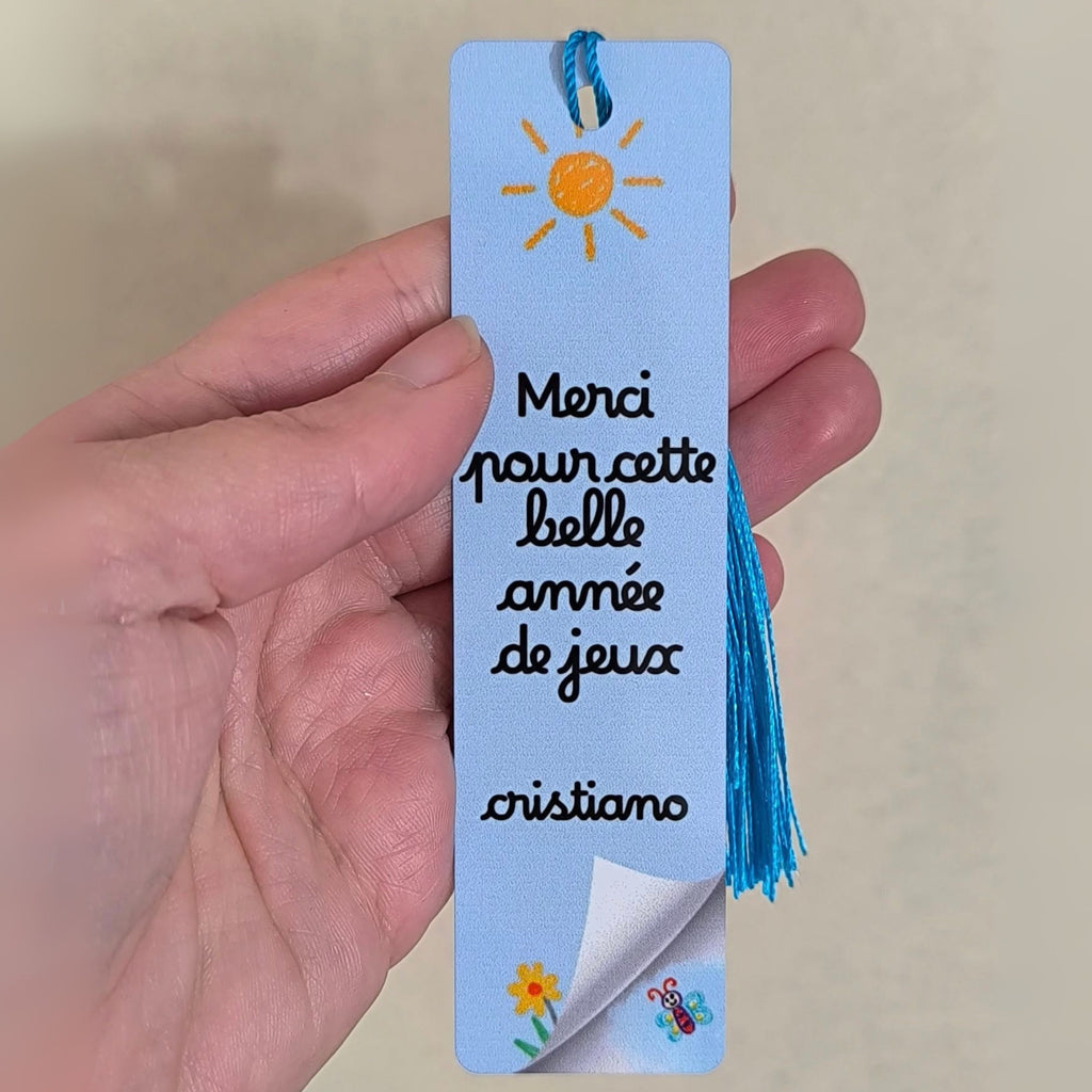 Marque-Page Personnalisé avec Pompom – Recto/Verso