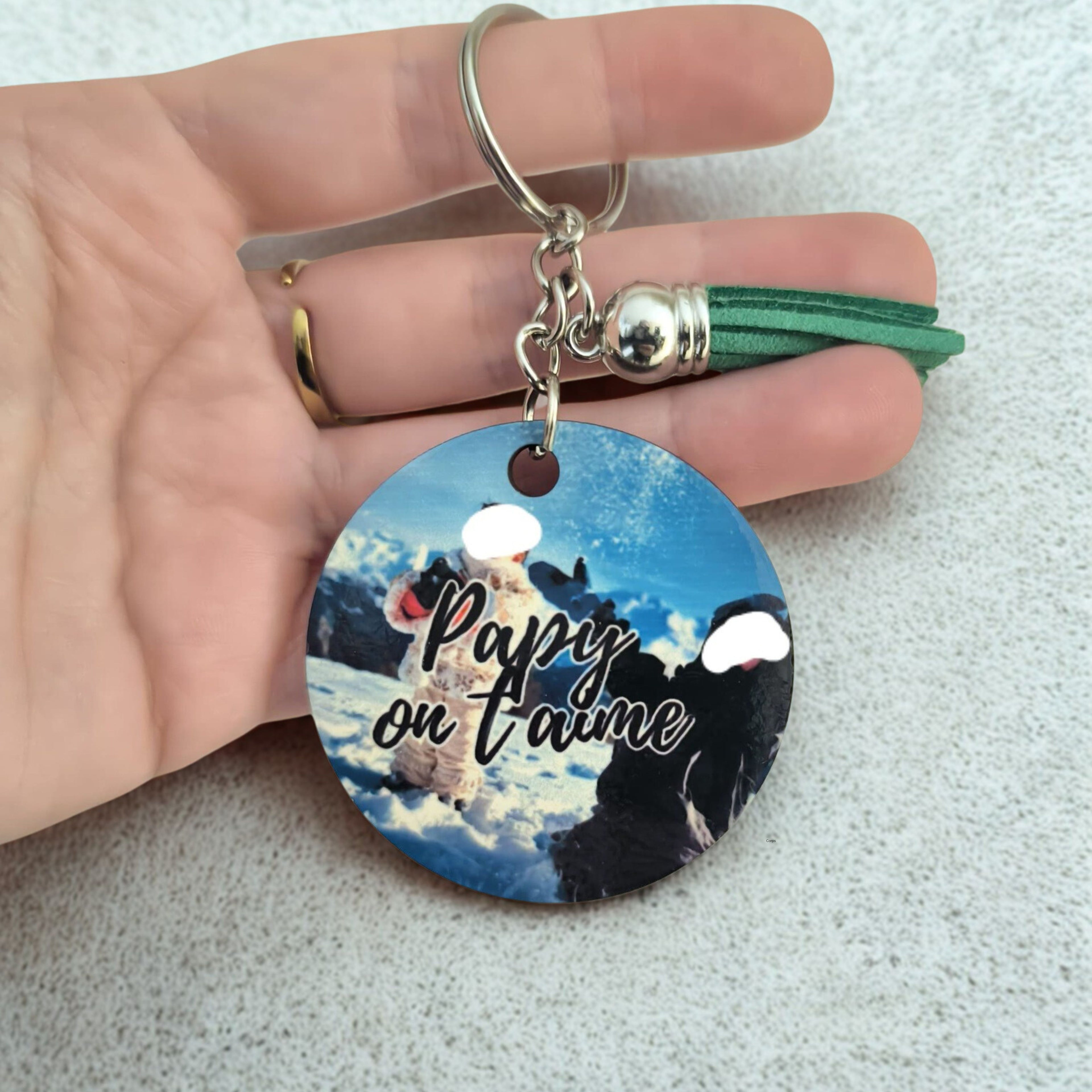 Porte-clé Personnalisé en MDF – Photo, Thème & Prénom (5 cm)