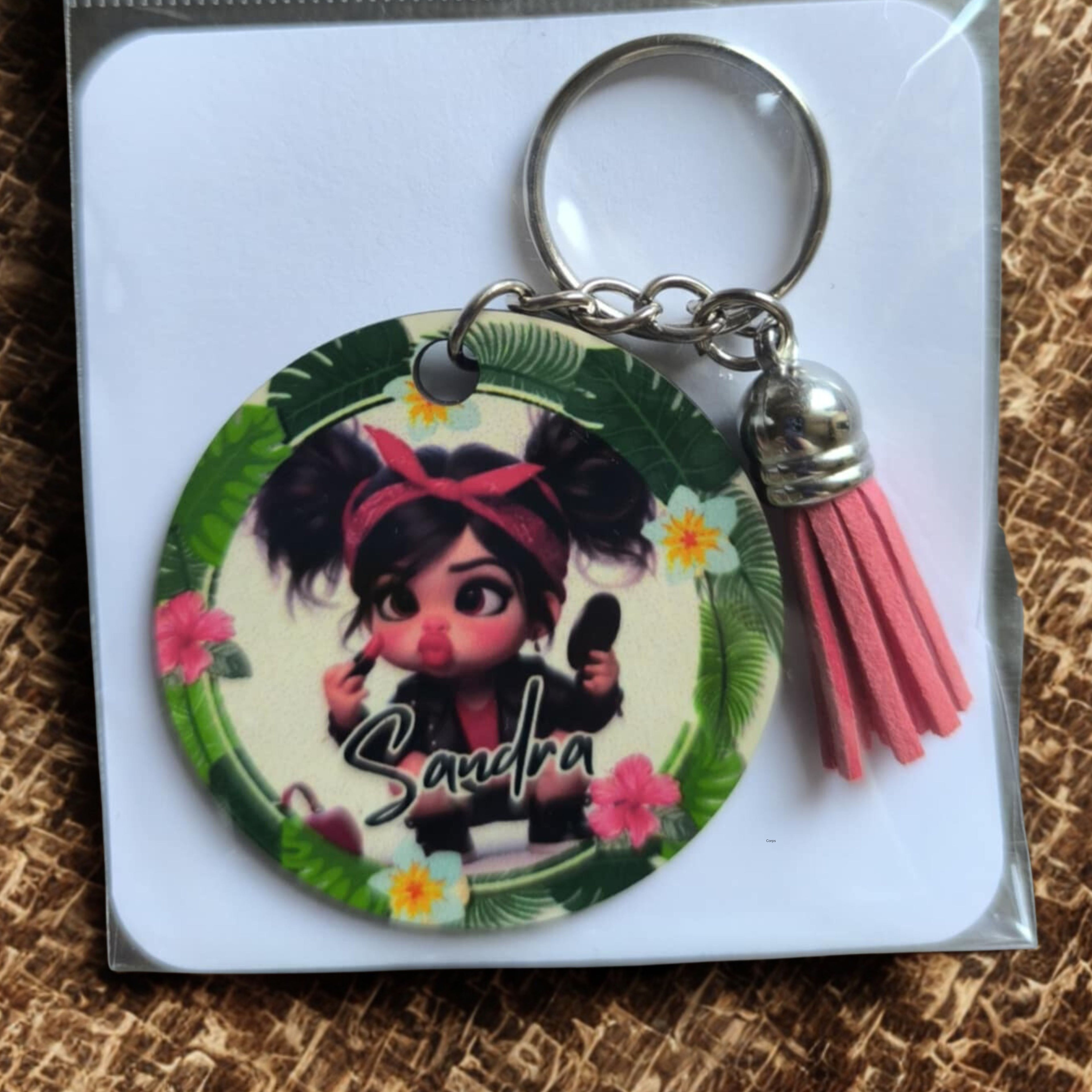 Porte-clé Personnalisé en MDF – Photo, Thème & Prénom (5 cm)