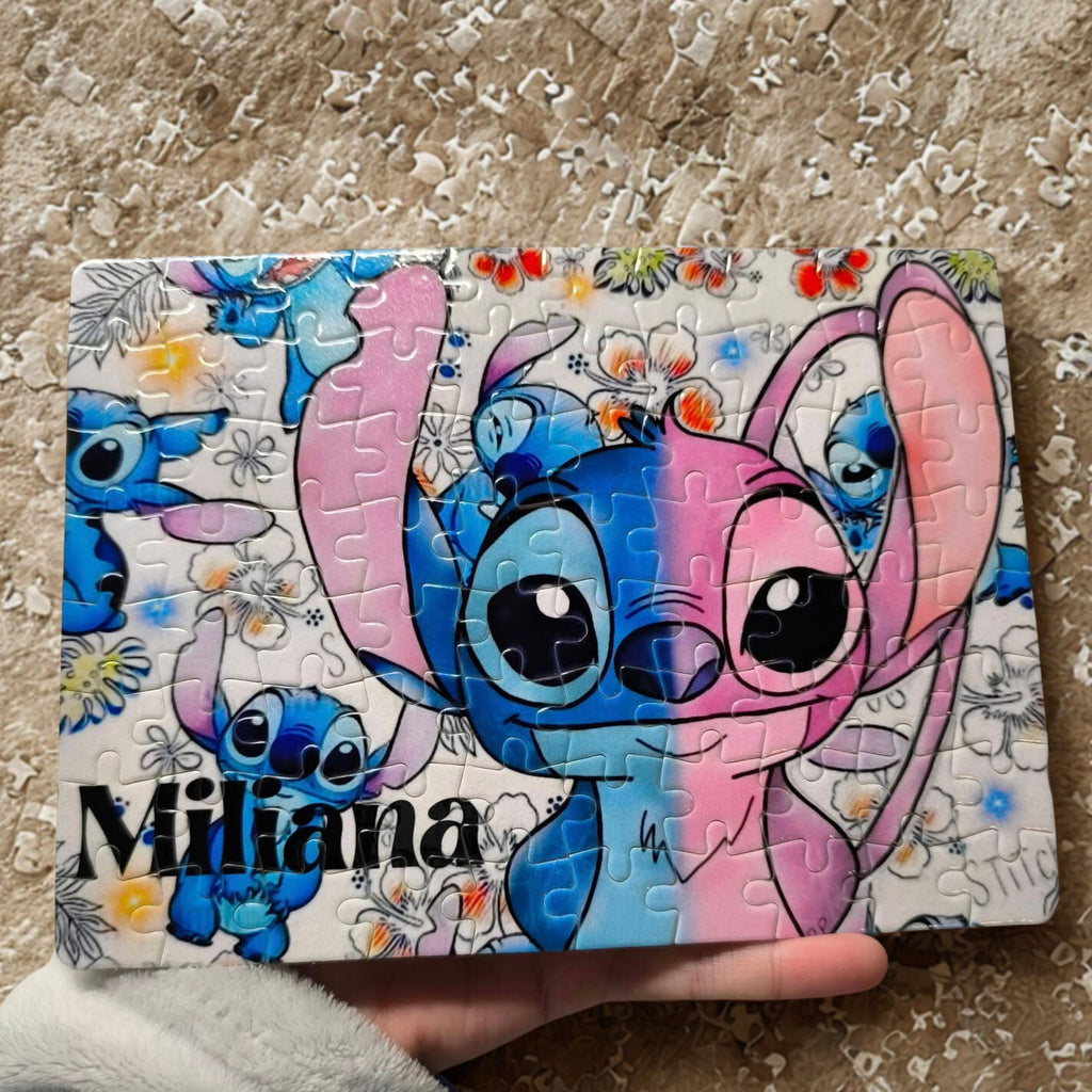 Puzzle Personnalisé avec Photo, Prénom et Texte – Modèle Pailleté A5