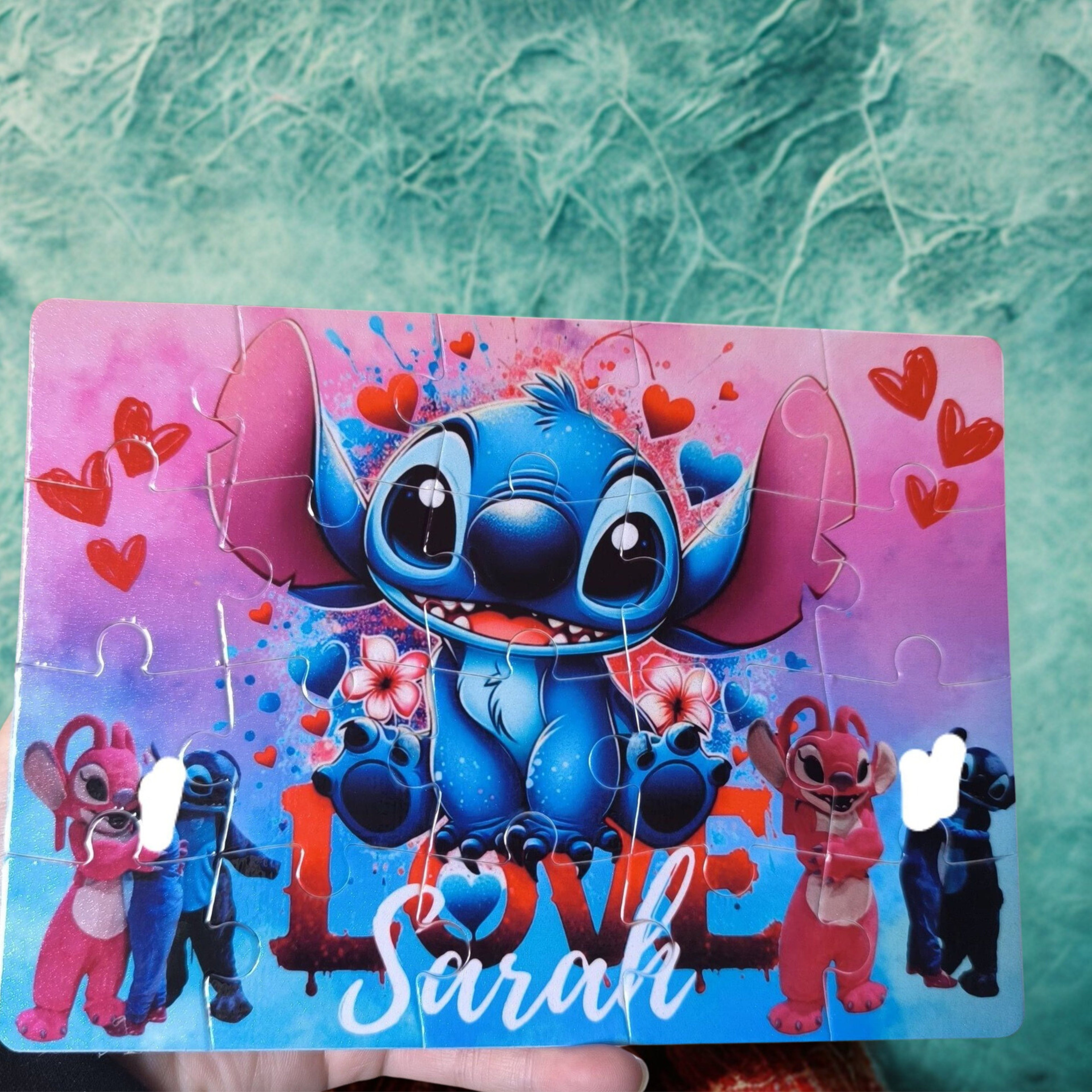 Puzzle Personnalisé avec Photo, Prénom et Texte – Modèle Pailleté A5