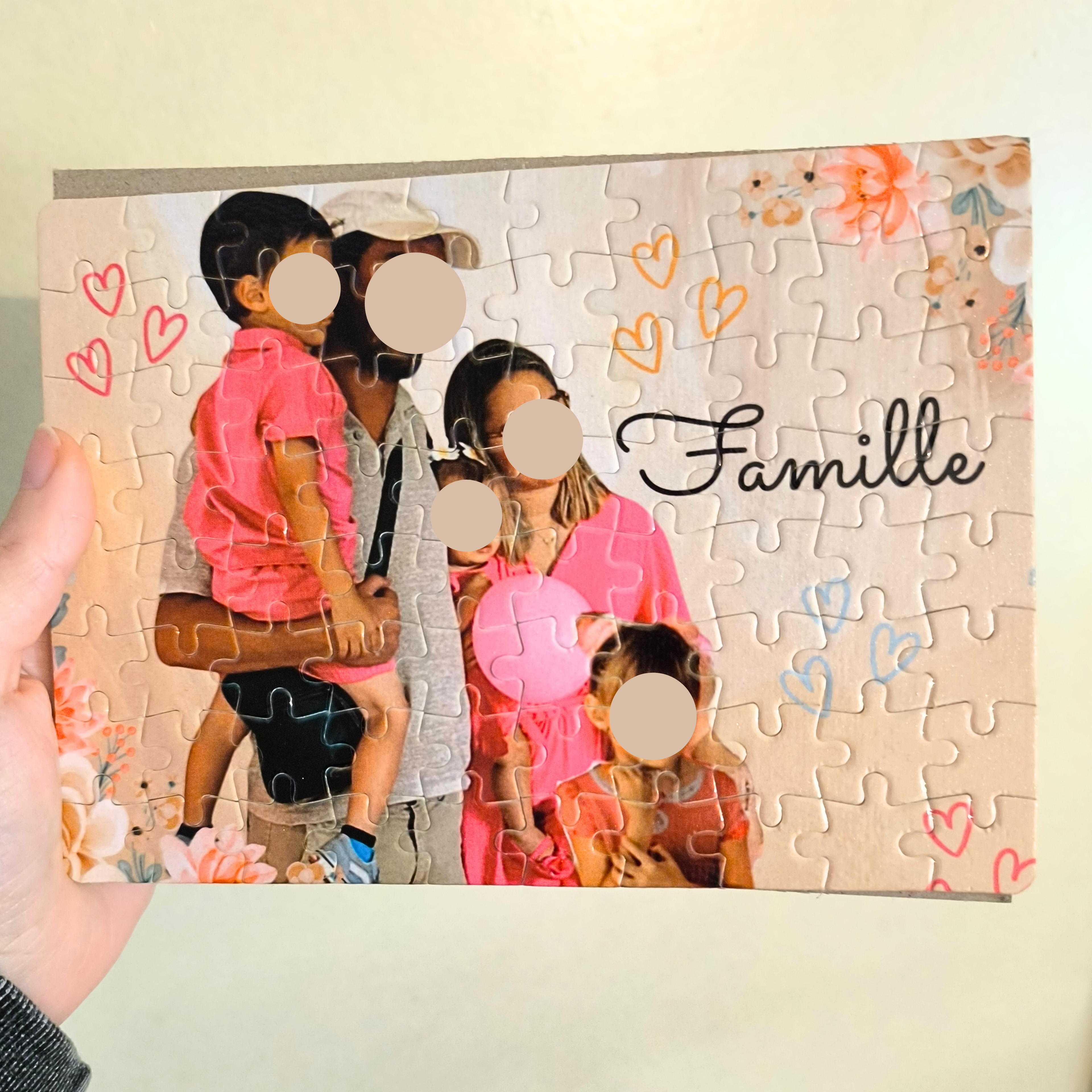 Puzzle Personnalisé avec Photo, Prénom et Texte – Modèle Pailleté A5